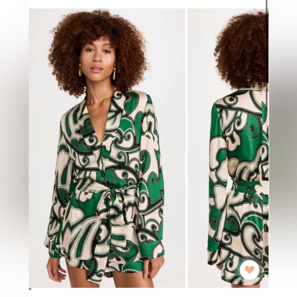 Alexis Green and Cream Patterned Romper